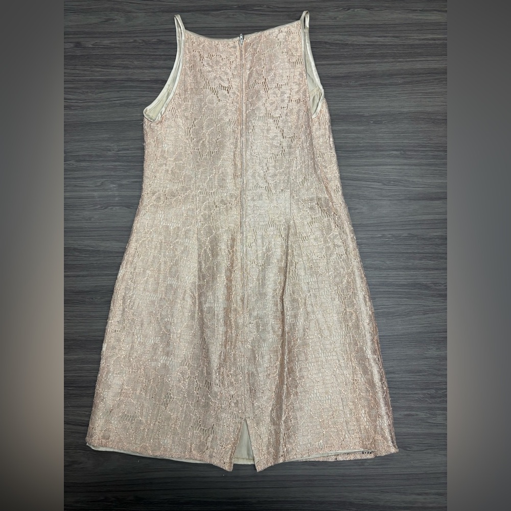 Jessica McClintock Gunne Sax Vintage Size 9 / 10 Lace Mini Sheath Dress Beige - Picture 4 of 6